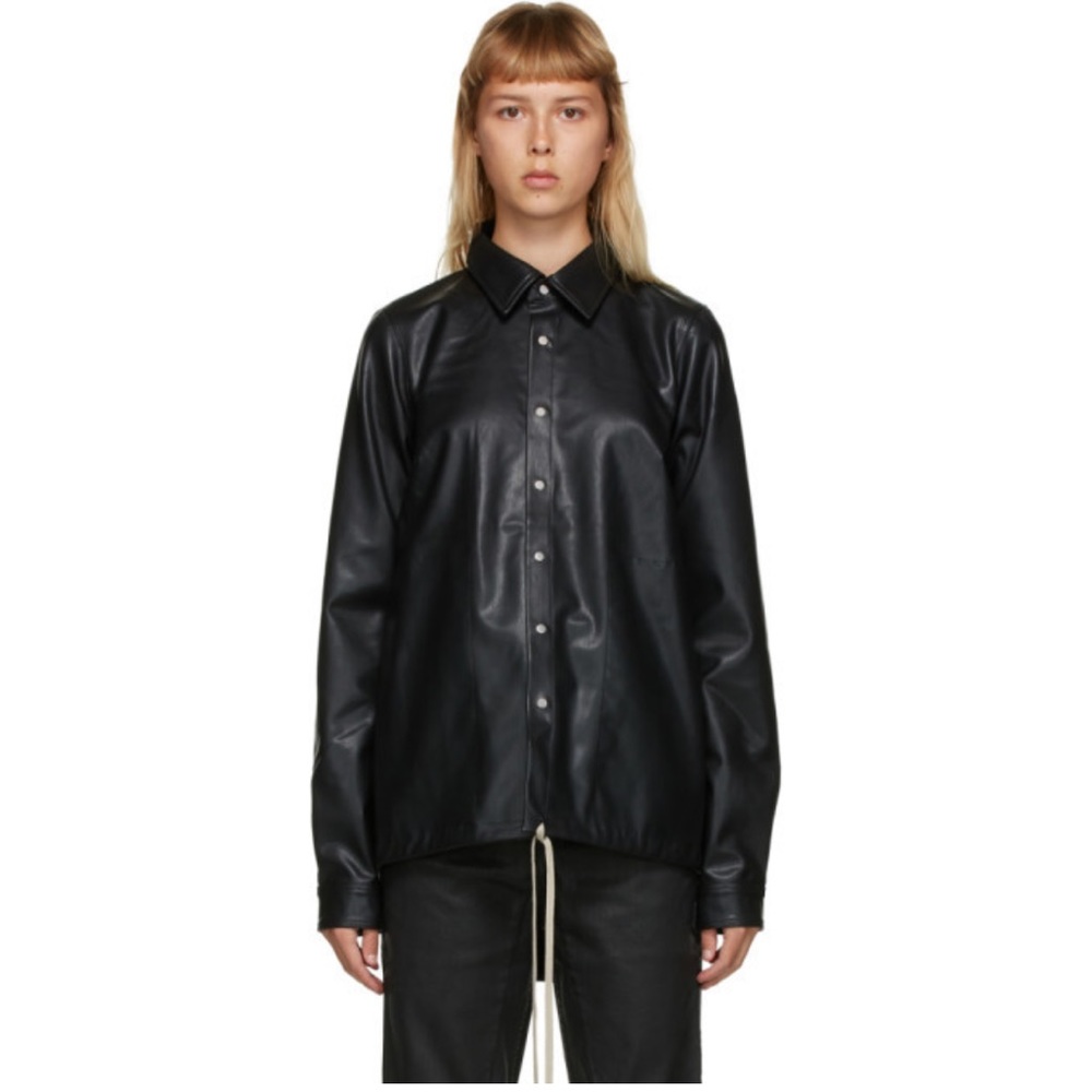 Rick Owens Drkshdw Black Vegan Leather Shirt